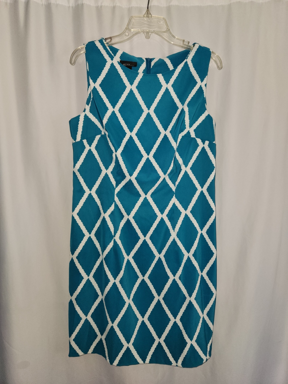 ALYX Teal Diamond-Grid Sheath Dress #sophisticated #crisp #polished #structured